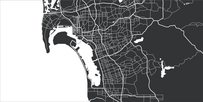 Layered editable vector illustration outline Map of San Diego,USA