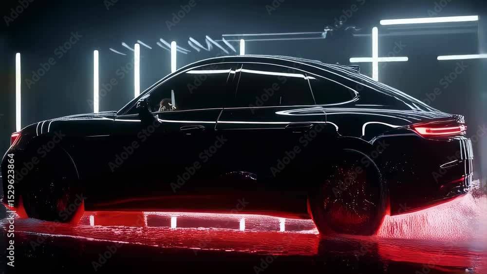 Poster car animation showcasing sleek design and dynamic movement 3d