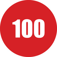 Vector illustration of a red circular speed limit sign with bold white “100” text, representing a 100 kmh maximum speed. Suitable for road safety graphics, driving instructions, transportation signal