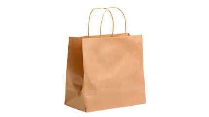 A brown paper shopping bag stands alone