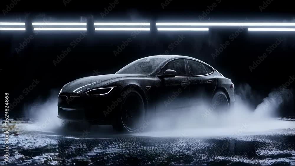 Poster car rotates with dynamic motion and smooth camera turns