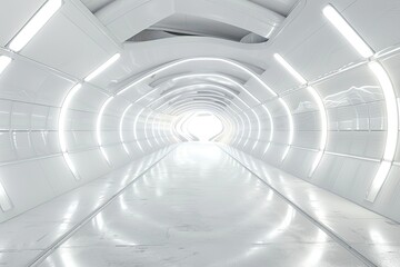 High Quality Visual of White Empty Tunnel, Futuristic Room, 3D RenderingHigh Detail, 8K