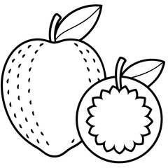 Breadfruit Apple line art vector