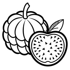 Breadfruit Apple line art vector