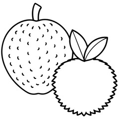 Breadfruit Apple line art vector