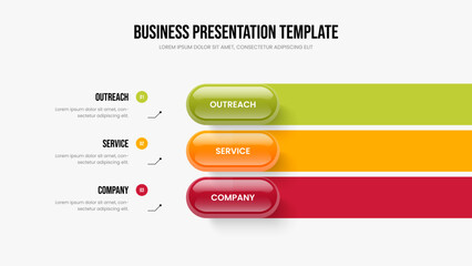 Product Introduction Three Step Diagram Slideshow Layout. Financial Insight Slide Template Vector Illustration. Sales Portfolio 3 Element Infographic Frame Design.