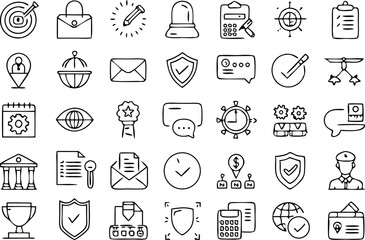 Cyber security line icons set. Black vector illustration. Editable stroke.