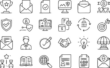 Cyber security line icons set. Black vector illustration. Editable stroke.