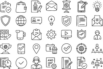 Cyber security line icons set. Black vector illustration. Editable stroke.