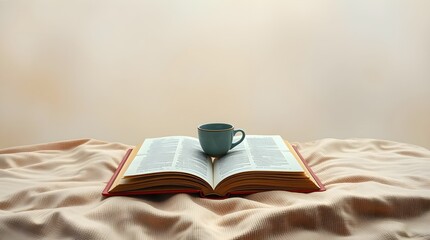 Relaxing Lifestyle Scene with Open Book and Tea