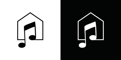 simple music house logo vector