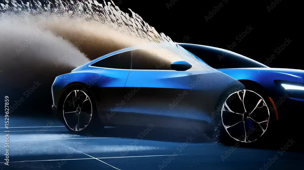Aufkleber =futuristic car in dynamic rotation with smooth motion