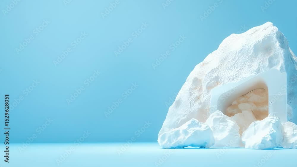 Poster abstract geometric structure with white blocks on light blue background minimalist design and clean 