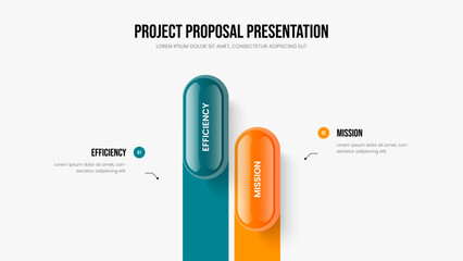 Digital Proposal Presentation Template Vector Illustration. Business Strategy Two Step Infographic Frame Layout. Visual Forecast 2 Element Diagram Slideshow Design.