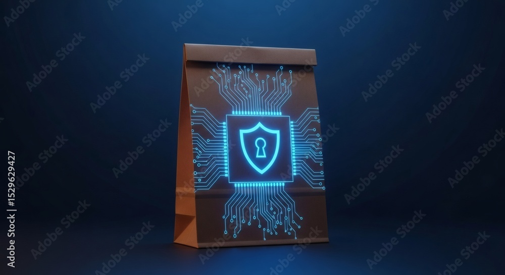 Poster protected package secure delivery with digital shield.