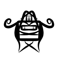 Abstract Monster Face Black and White Symbolic Representation