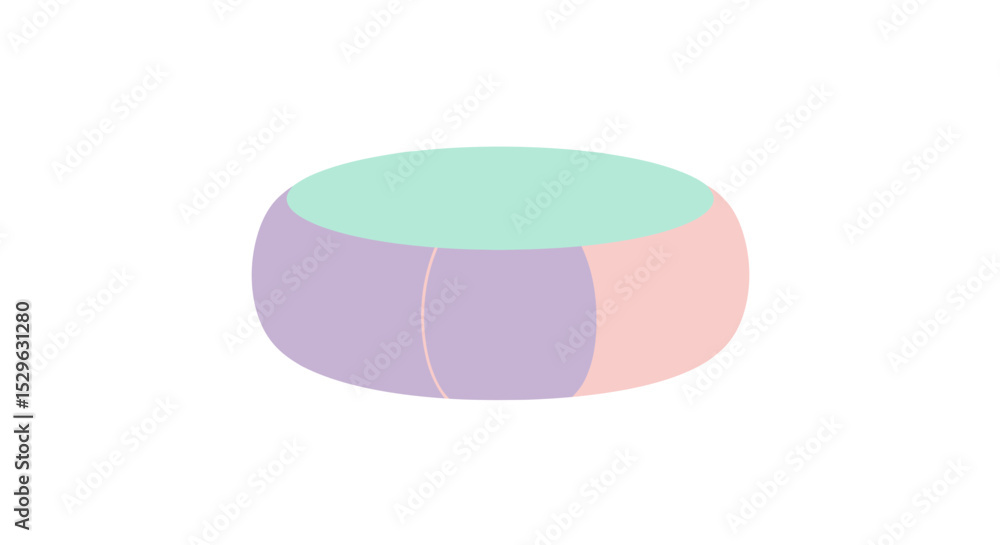 Poster pastel-colored cylindrical shape with three distinct color segments.