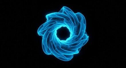 Abstract 3d Art with Blue Glowing Shapes in Dark Background