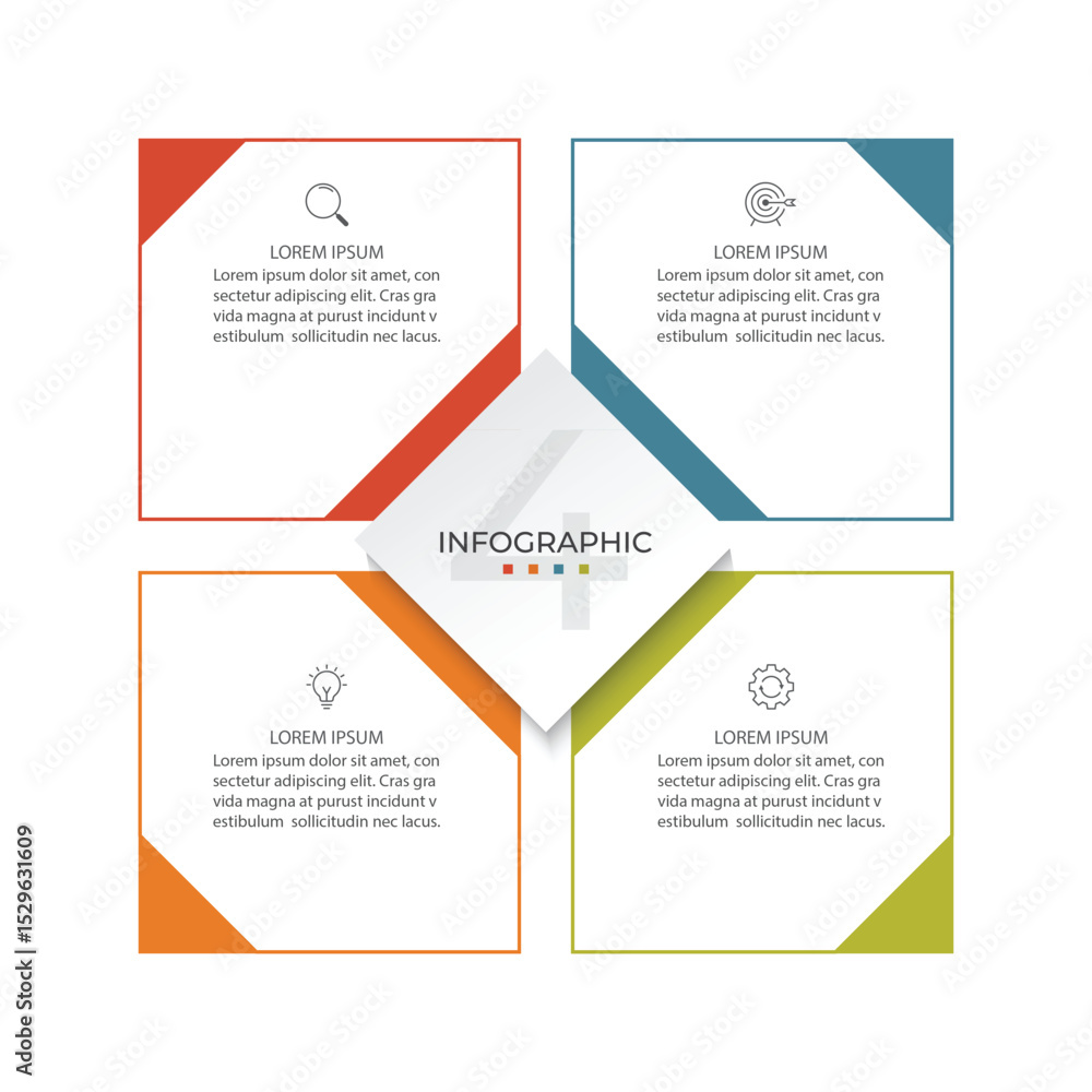 Poster vector infographic label design template with icons and 4 options or steps.