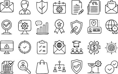 Cyber security line icons set. Black vector illustration. Editable stroke.