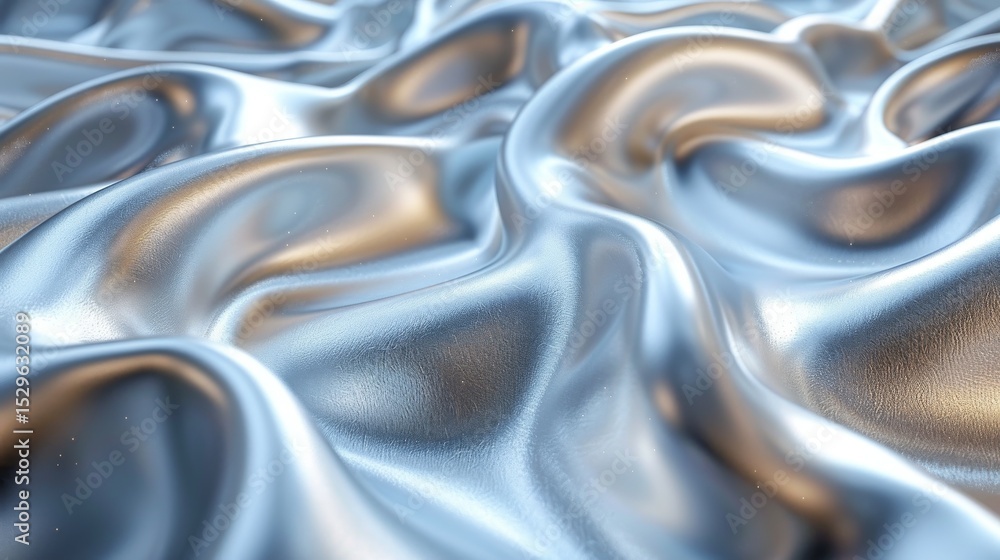 Aufkleber an artistic representation of shimmering metallic fabric, showcasing intricate waves and folds that 