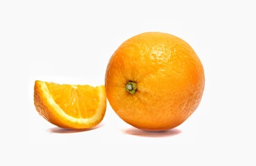 Orange fruit on white background, beautiful texture, high vitamin c fruit concept.