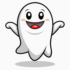 a cute and friendly cartoon ghost with bright