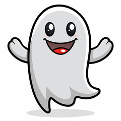 a cute and friendly cartoon ghost with bright