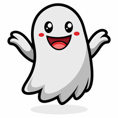 a cute and friendly cartoon ghost with bright