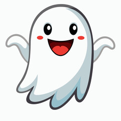a cute and friendly cartoon ghost with bright