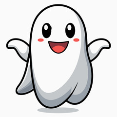 a cute and friendly cartoon ghost with bright