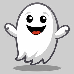 a cute and friendly cartoon ghost with bright