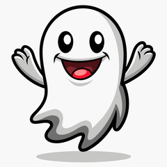 a cute and friendly cartoon ghost with bright