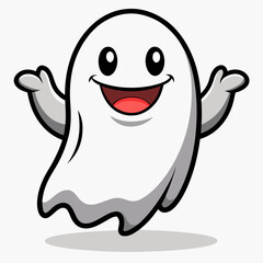 a cute and friendly cartoon ghost with bright