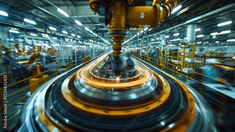 Aufkleber a dynamic view of advanced industrial machinery in a high-tech factory, symbolizing innovation, prog