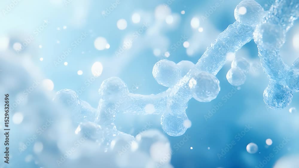 Poster close up of abstract molecular dna helix structure with blue color scheme on a clean background crea
