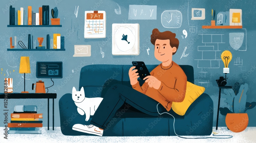 Poster effective daily screen detox routine with tech-free evening ideas for relaxation and well-being