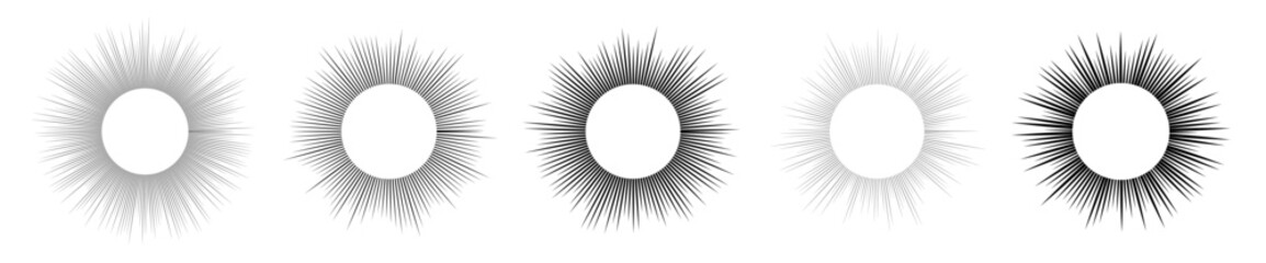 Set of sun symbols on white background