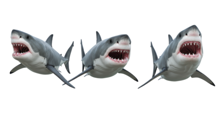 Isolated great white sharks
