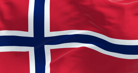 Fototapeta premium Close-up of Norway national flag waving in the wind