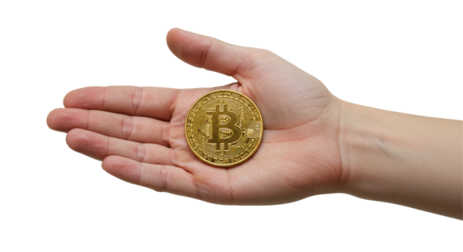 Isolated Hand with Bitcoin