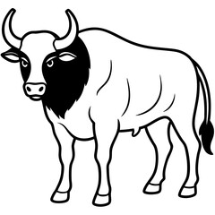 Buffalo line art vector