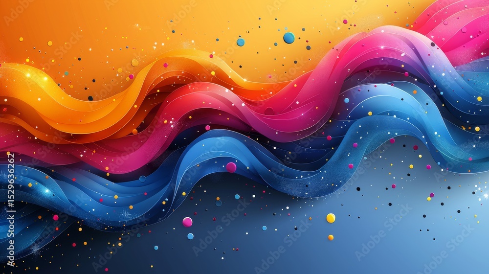 Aufkleber a captivating abstract image of colorful waves featuring fluid shapes and textures, representing the