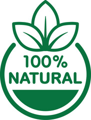 100% Natural and Organic Product Icons. Circular Badges for Healthy and Organic Food Labels