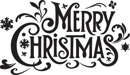 Elegant Merry Christmas typography with festive flourishes