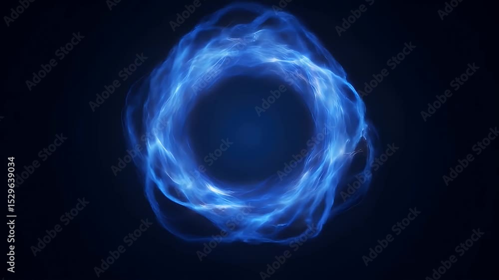 Aufkleber abstract blue glowing portal with dynamic motion and energy particles in dark background