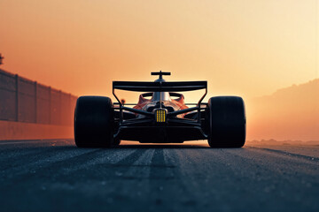 Formula One car on track from behind.