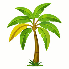 Simple Banana Tree Vector on White Background