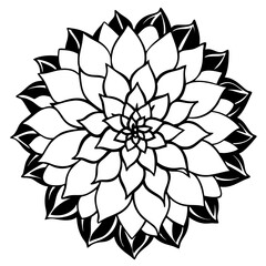 Elegant Dahlia Flower Illustration on a Clean White Background Perfect for Botanical Designs and Springtime Projects