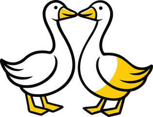 Two geese affectionately nuzzling each other, showcasing their charming features and delightful bond, creating a heartwarming image.